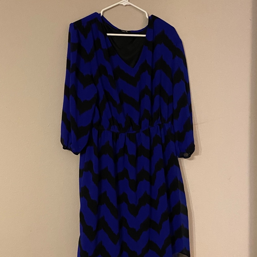 Black and blue chevron dress